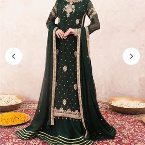 Pakistani Indian Bollywood gown with gharara skirt